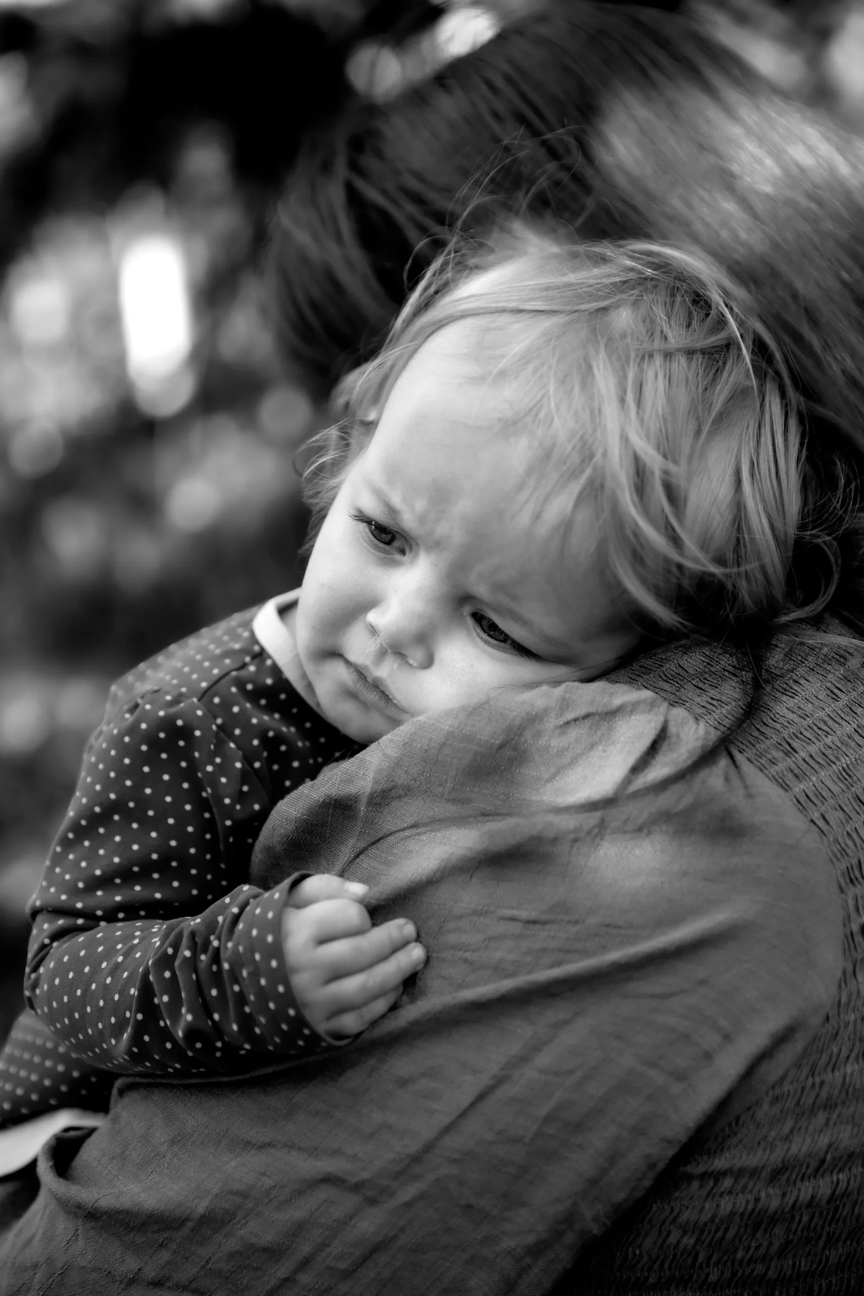 Young child with mom